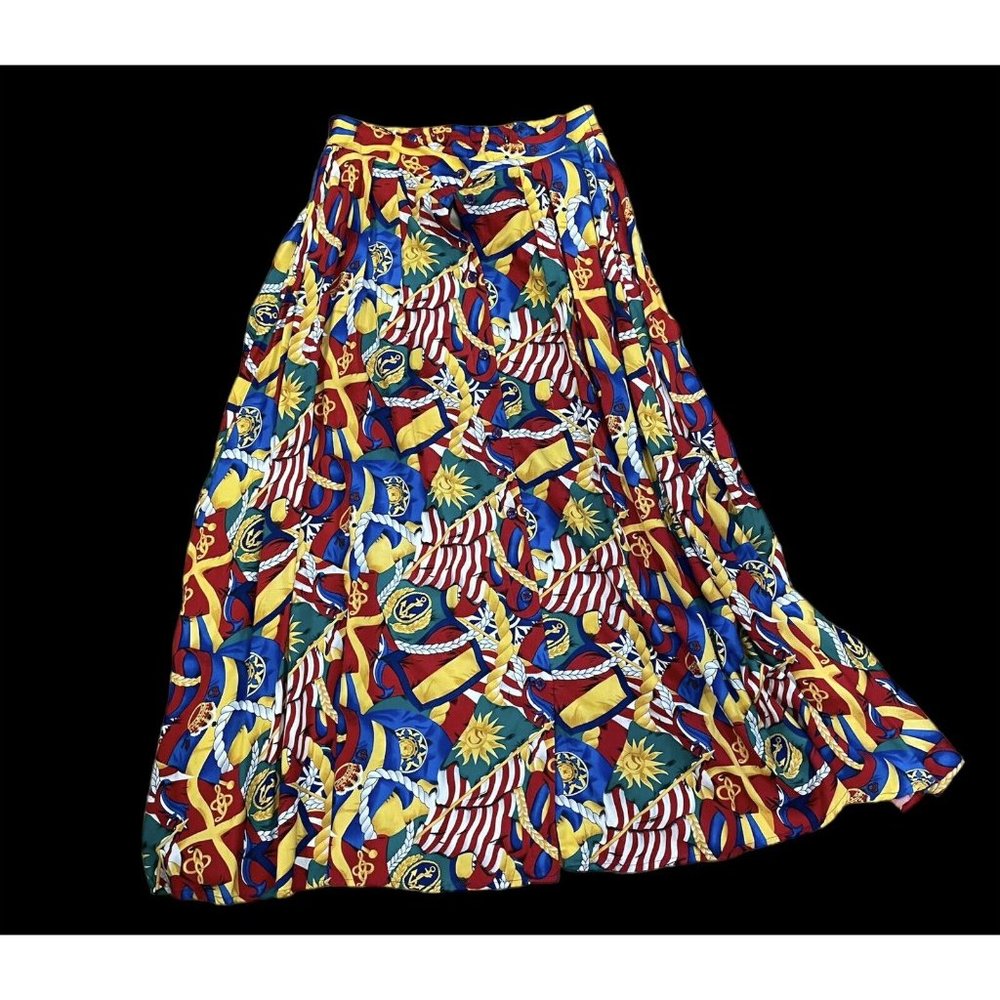 Vintage 80s Pendleton Skirt sz 8 Sea Nautical Sailboat anchor colorful